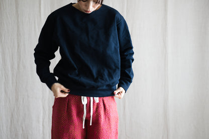 シルキーコットンクルースウェット/Silky Cotton Crew Sweatshirt/Nighttime Navy