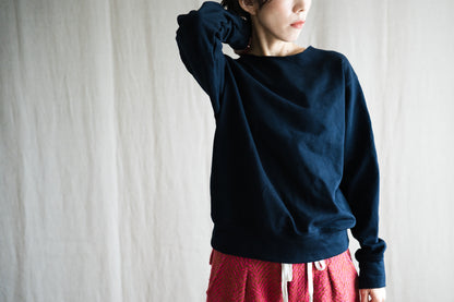シルキーコットンクルースウェット/Silky Cotton Crew Sweatshirt/Nighttime Navy