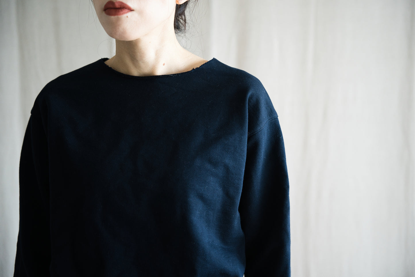 シルキーコットンクルースウェット/Silky Cotton Crew Sweatshirt/Nighttime Navy