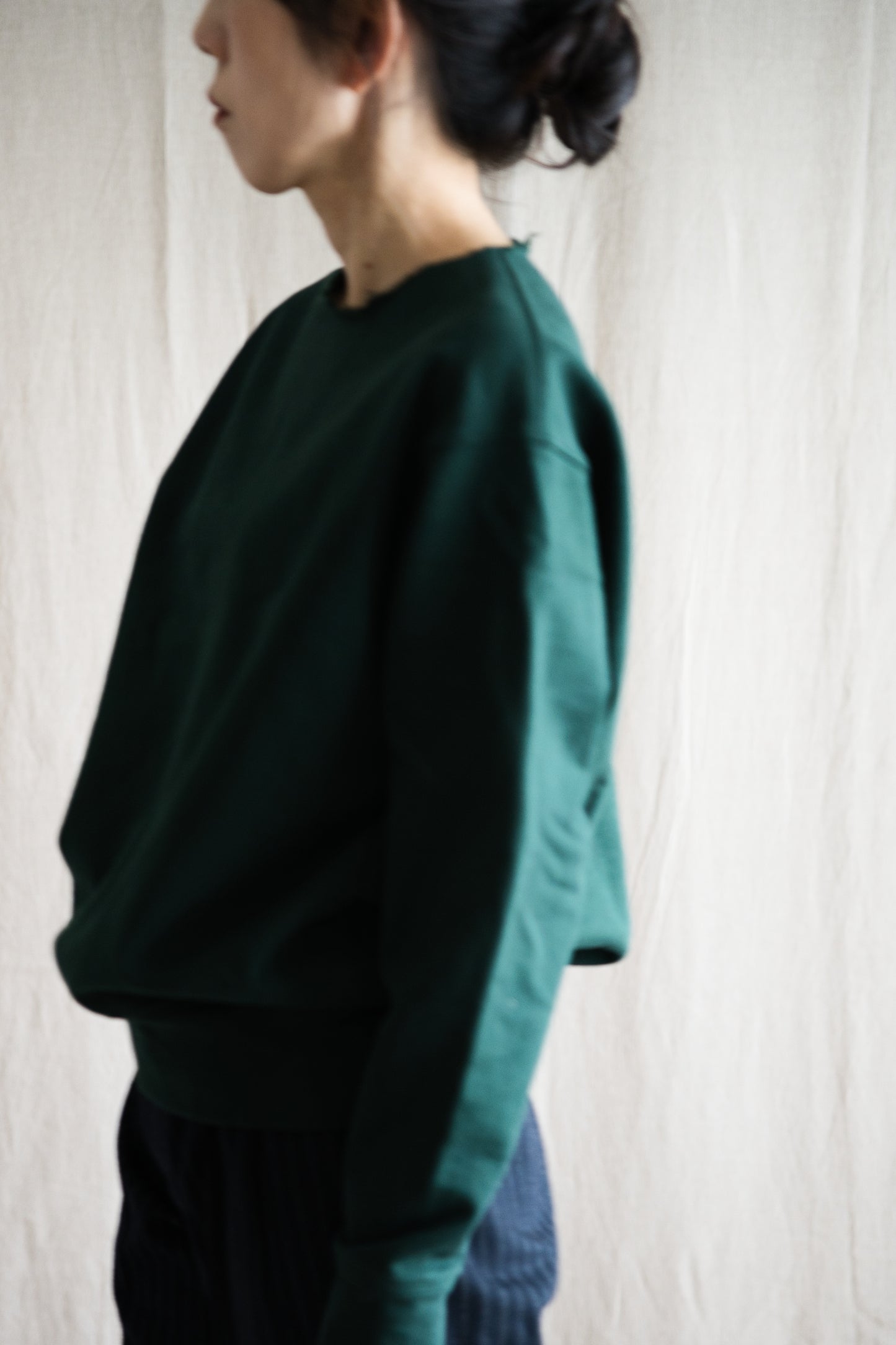 シルキーコットンクルースウェット/Silky Cotton Crew Sweatshirt/Moss Green