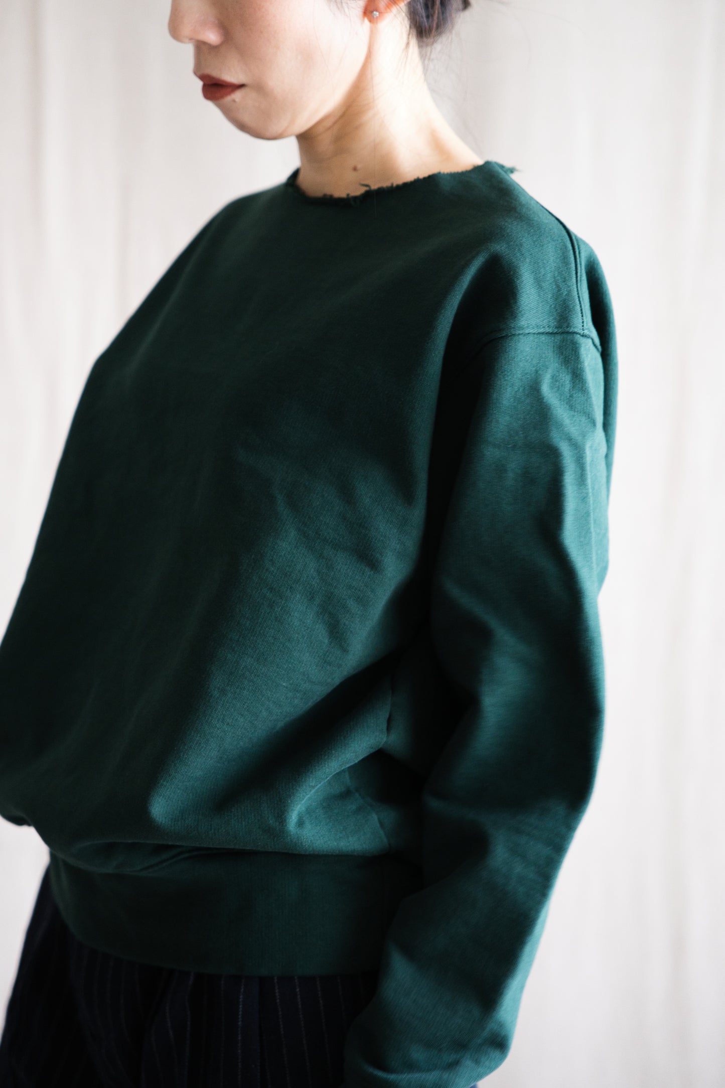 シルキーコットンクルースウェット/Silky Cotton Crew Sweatshirt/Moss Green