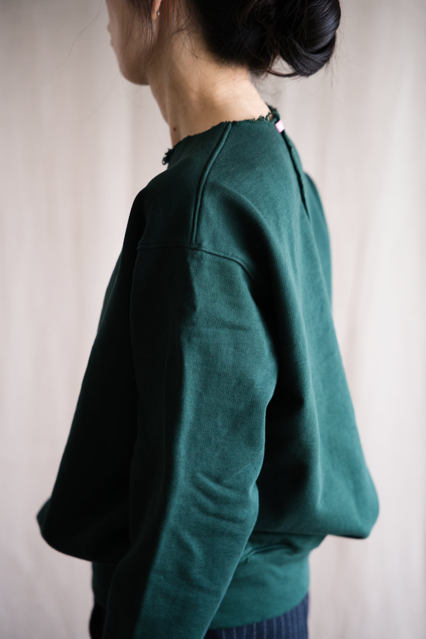 シルキーコットンクルースウェット/Silky Cotton Crew Sweatshirt/Moss Green