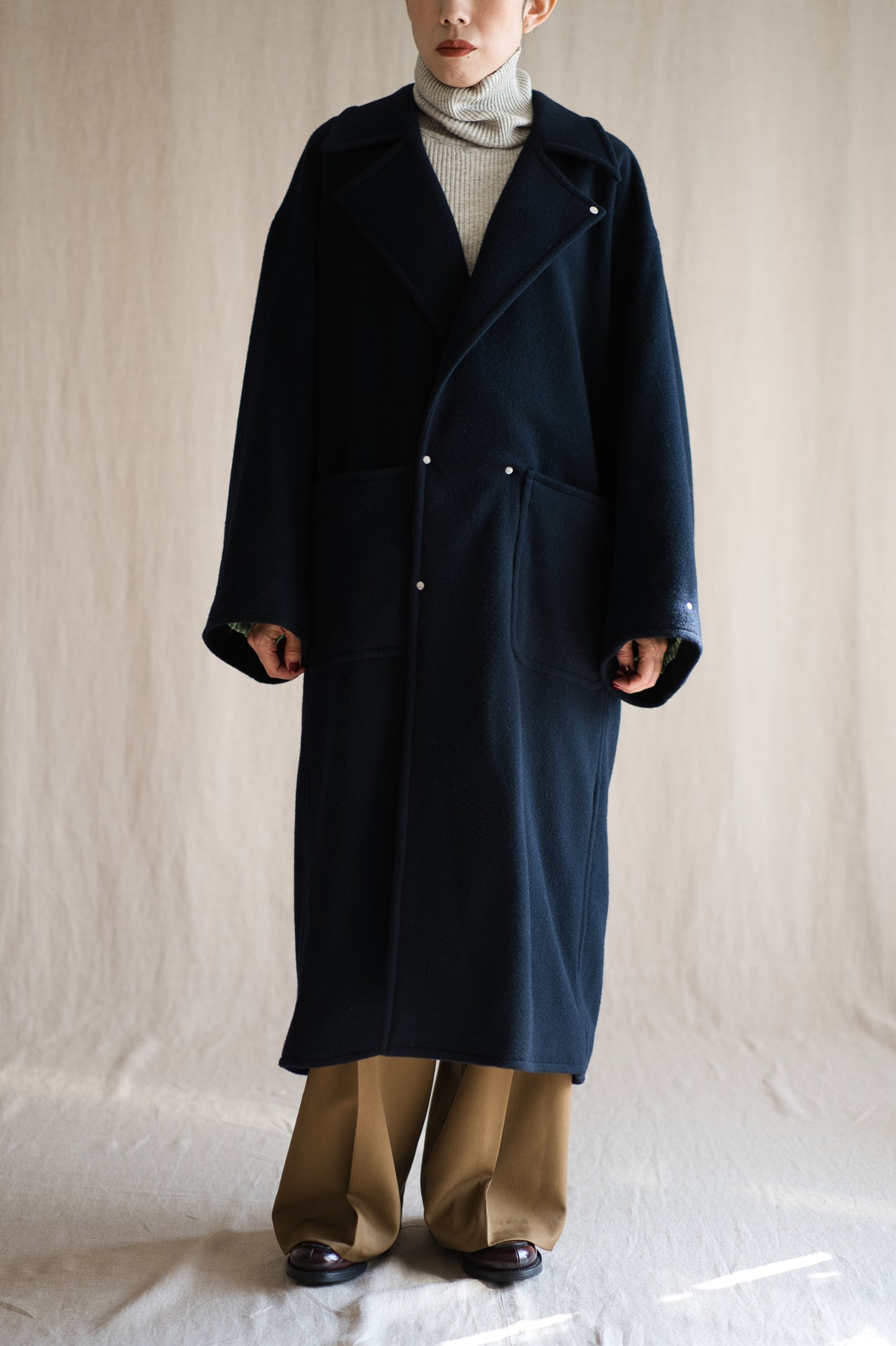 Moss Wool Chester Coat/Navy