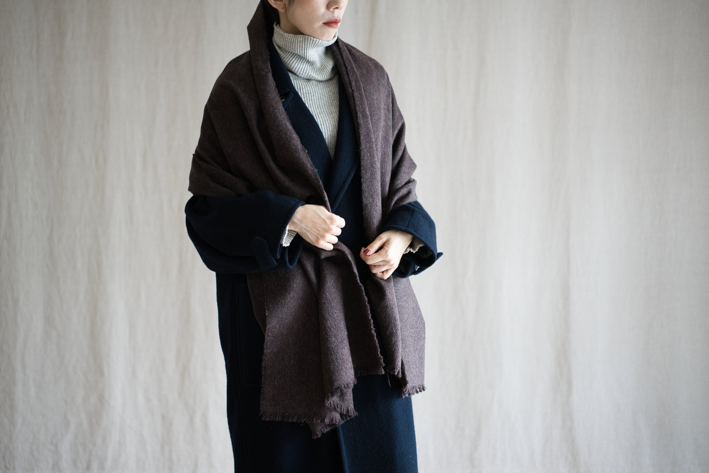 Wool Alpaca Stole/Mottled Brown