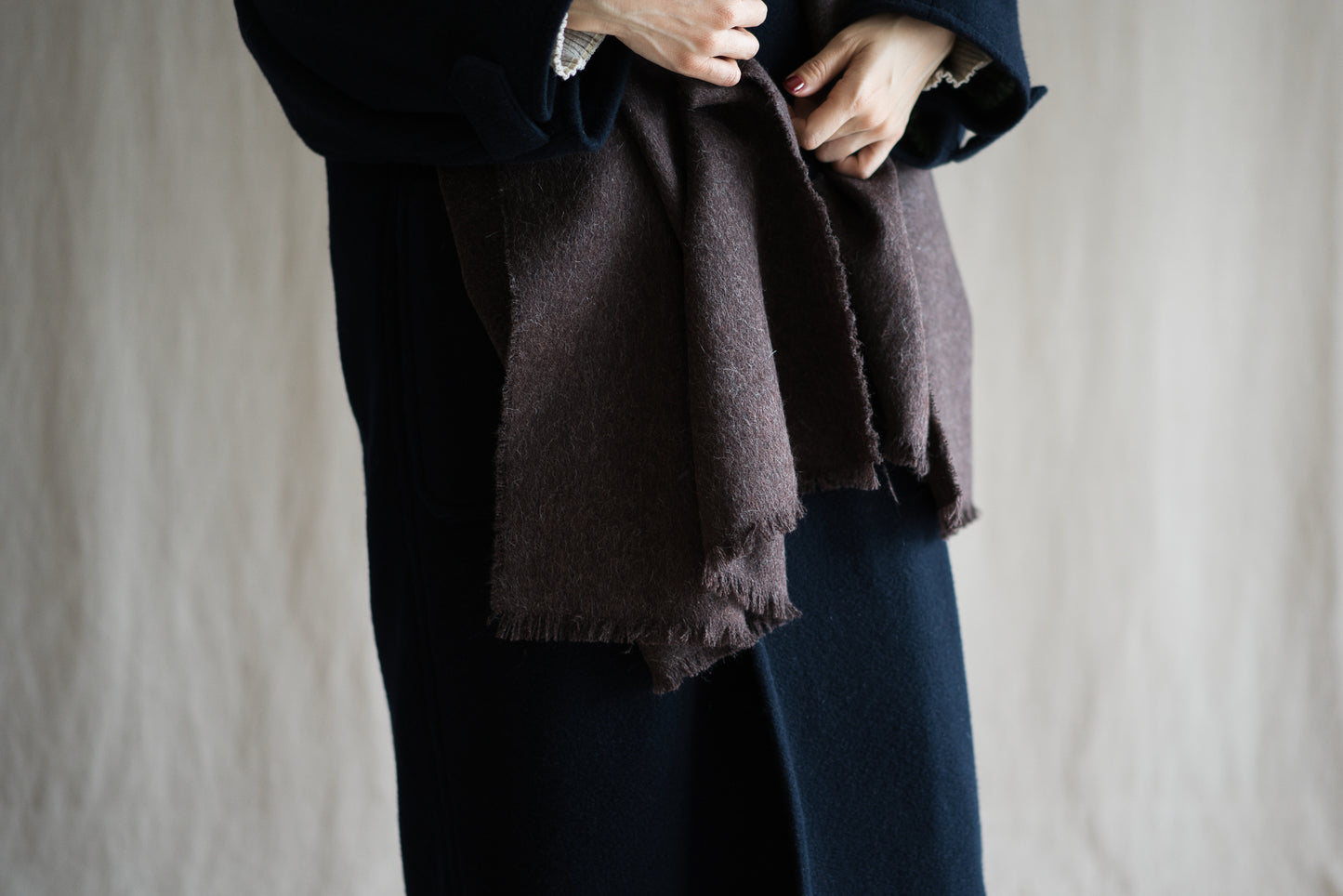 Wool Alpaca Stole/Mottled Brown