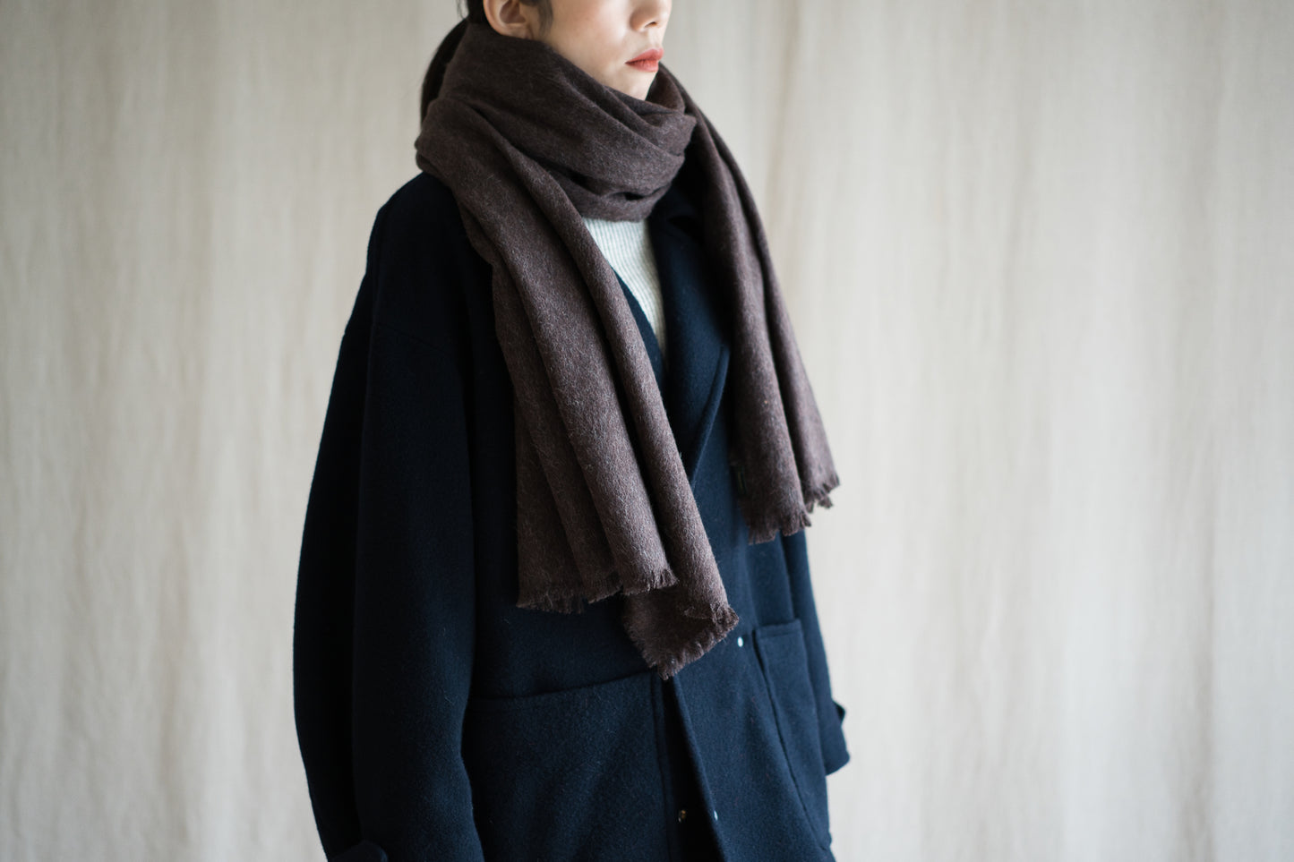 Wool Alpaca Stole/Mottled Brown