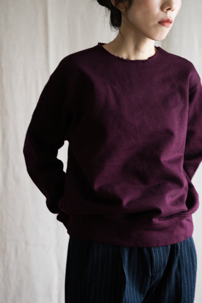 シルキーコットンクルースウェット/Silky Cotton Crew Sweatshirt/Burgundy