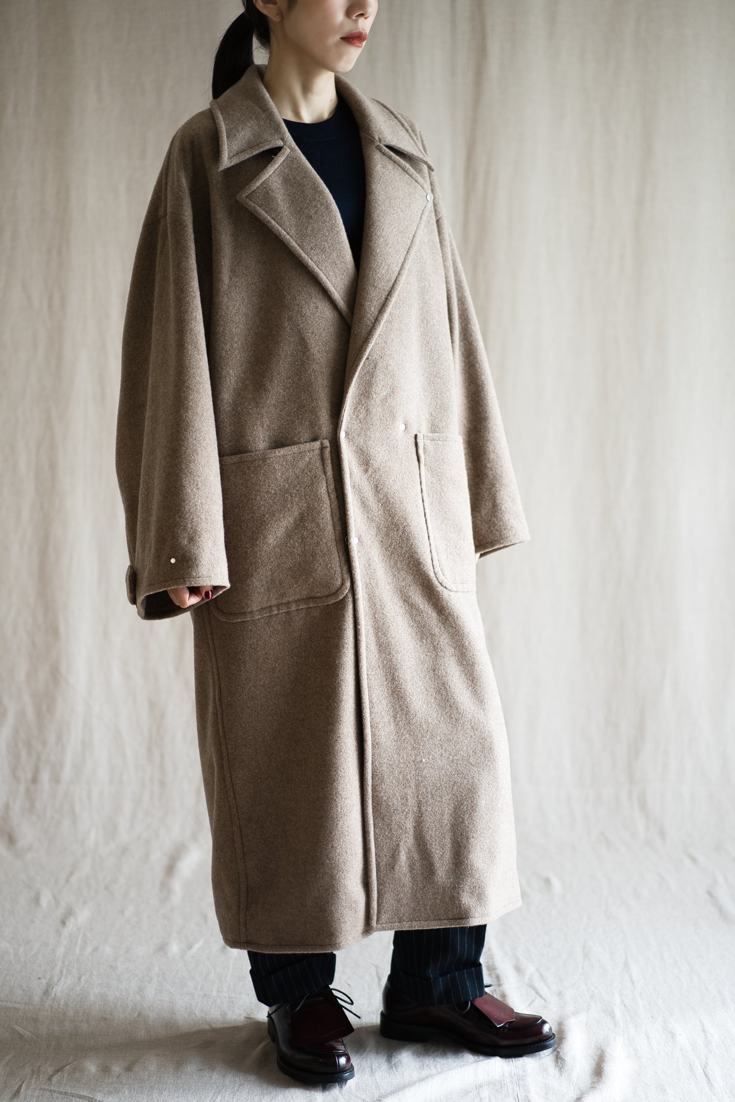 Moss Wool Chester Coat/Mottled Beige