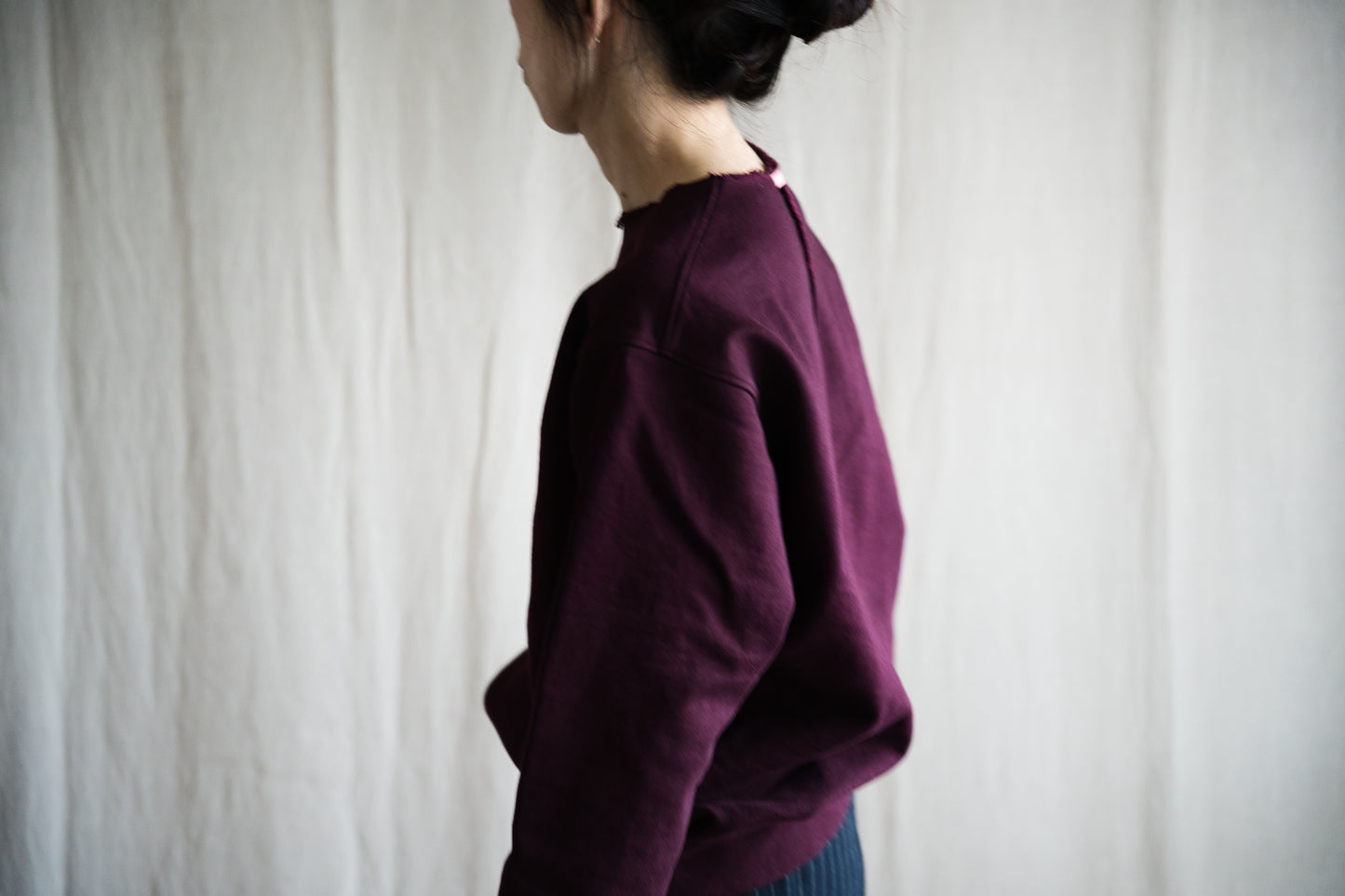 シルキーコットンクルースウェット/Silky Cotton Crew Sweatshirt/Burgundy