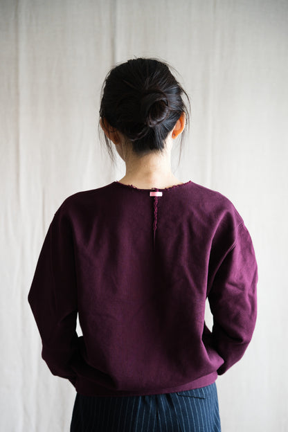 シルキーコットンクルースウェット/Silky Cotton Crew Sweatshirt/Burgundy