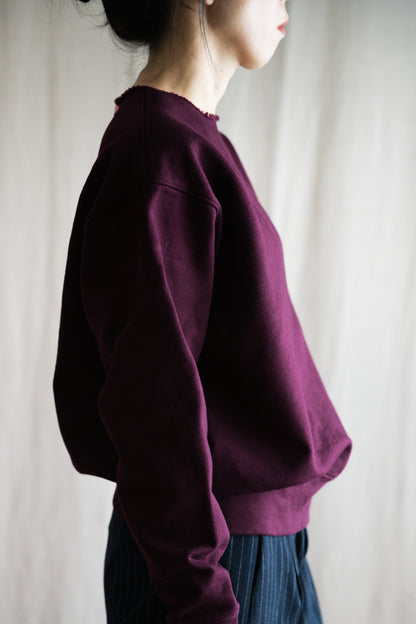 シルキーコットンクルースウェット/Silky Cotton Crew Sweatshirt/Burgundy