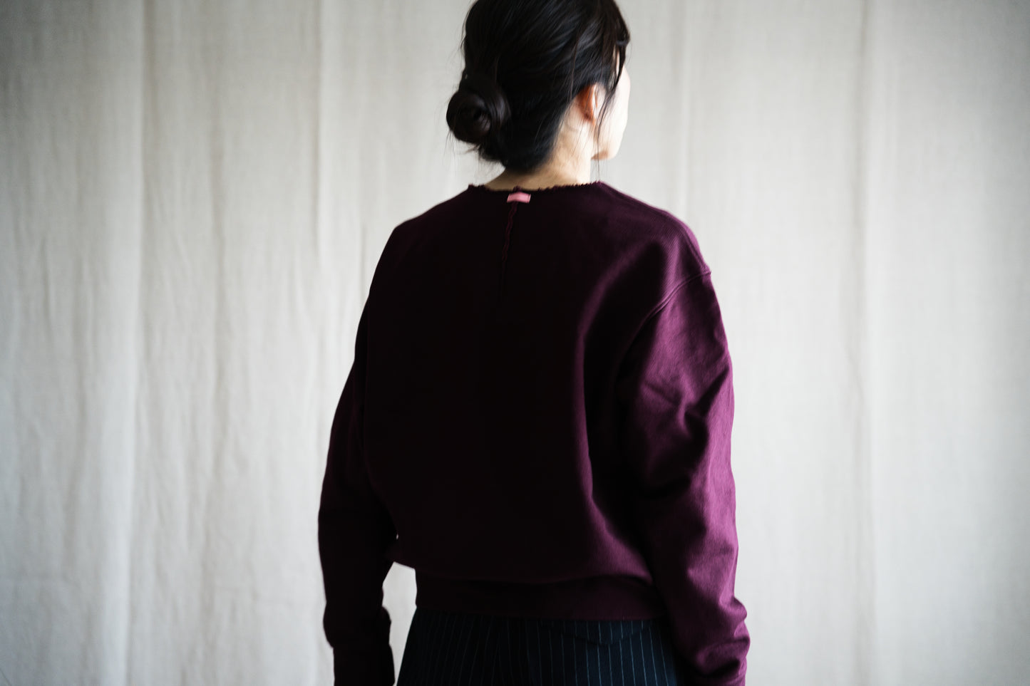 シルキーコットンクルースウェット/Silky Cotton Crew Sweatshirt/Burgundy