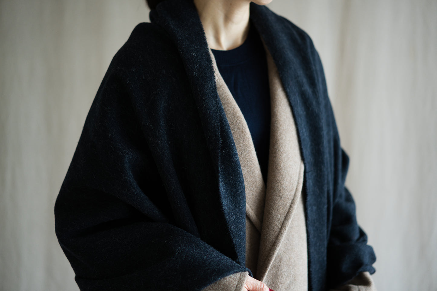 Wool Alpaca Stole/Dark Navy