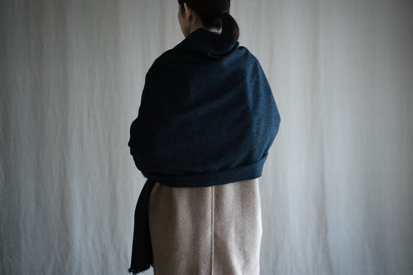 Wool Alpaca Stole/Dark Navy