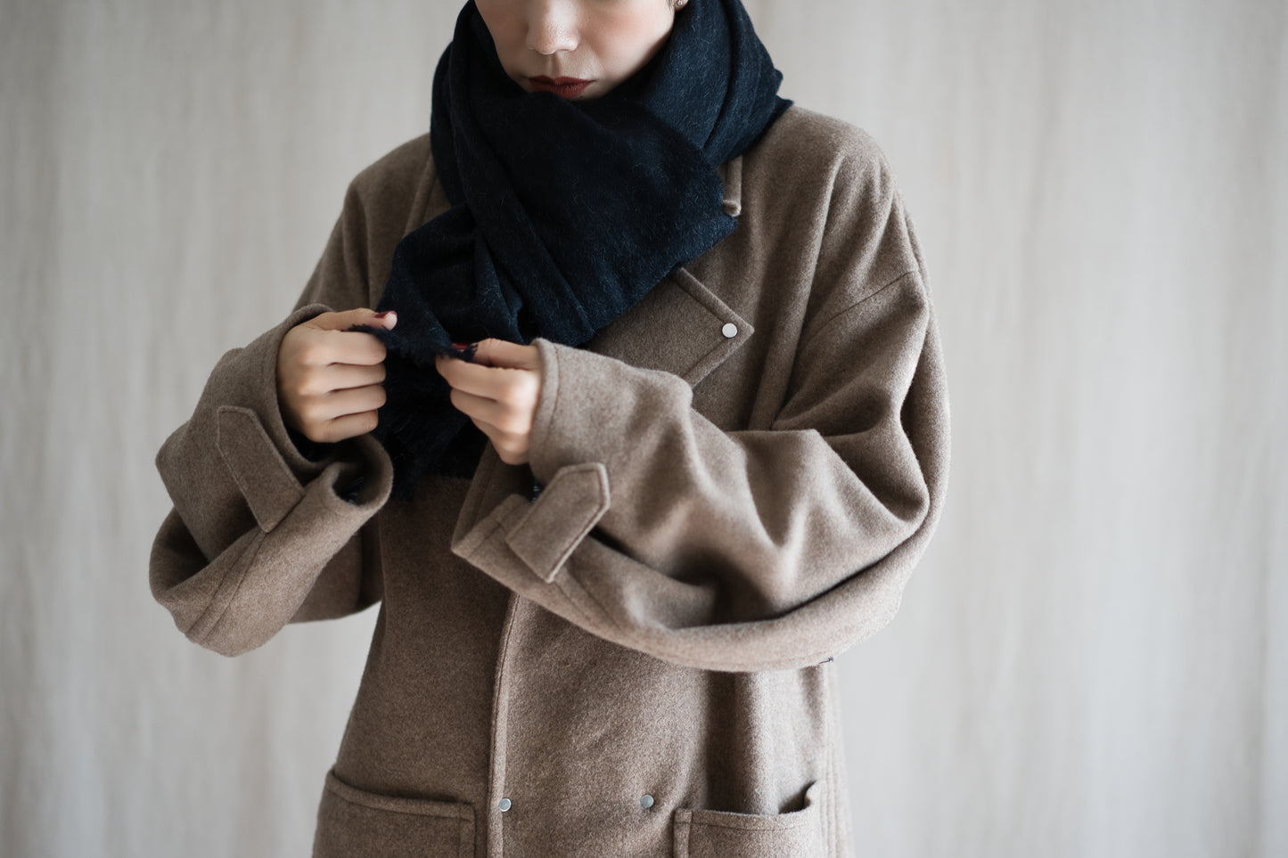 Wool Alpaca Stole/Dark Navy