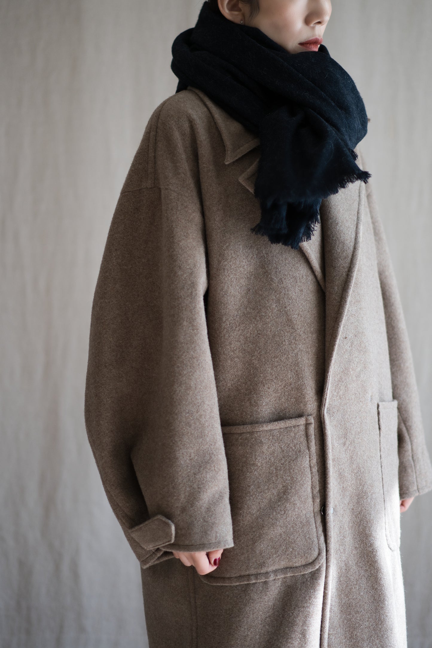 Wool Alpaca Stole/Dark Navy