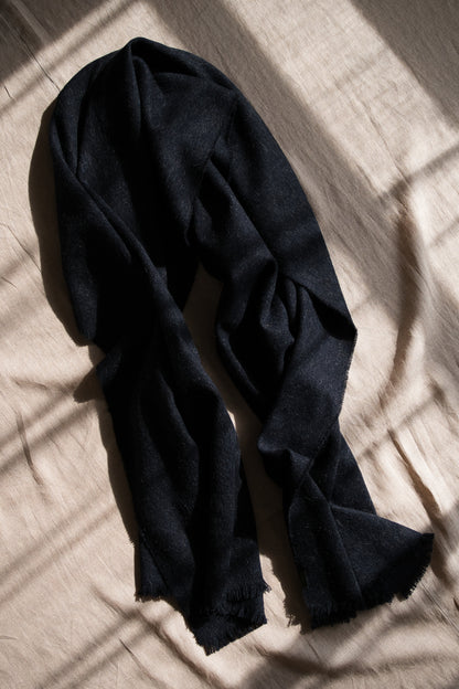 Wool Alpaca Stole/Dark Navy