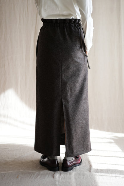 縮絨ウールストレートスカート/Milled Wool Straight Skirt/Heather Dark Brown