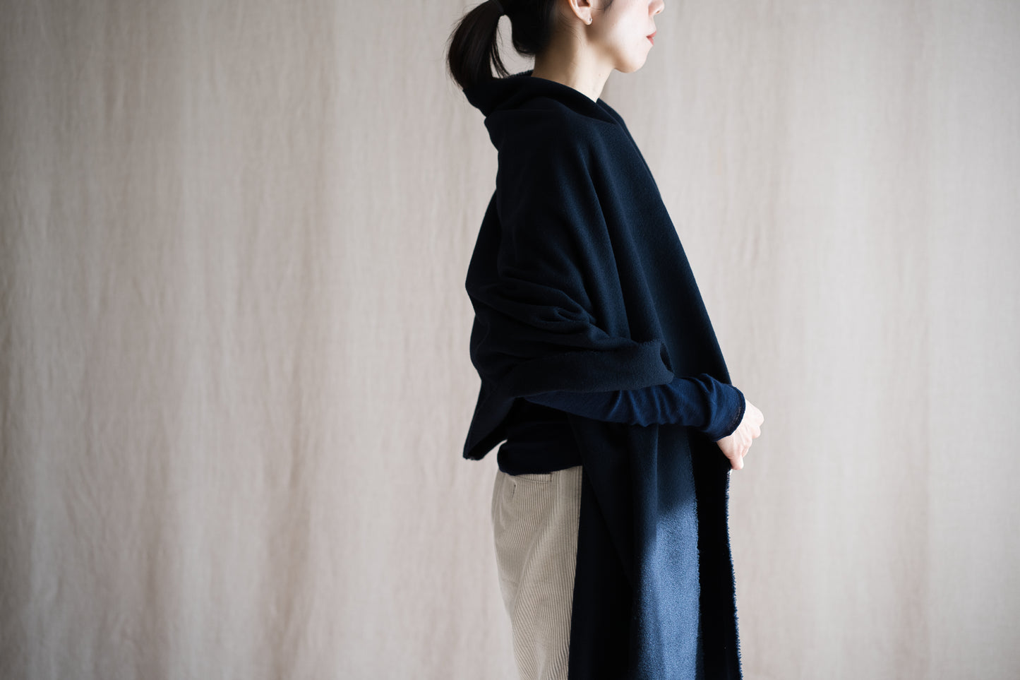 Moss Wool Stole/Navy