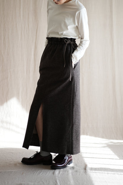 縮絨ウールストレートスカート/Milled Wool Straight Skirt/Heather Dark Brown