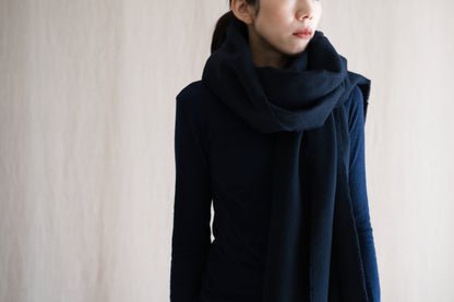 Moss Wool Stole/Navy