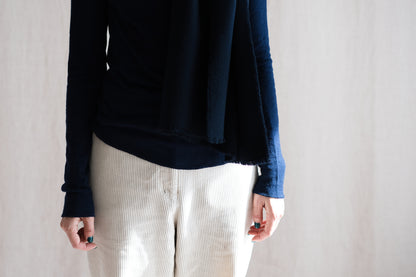 Moss Wool Stole/Navy