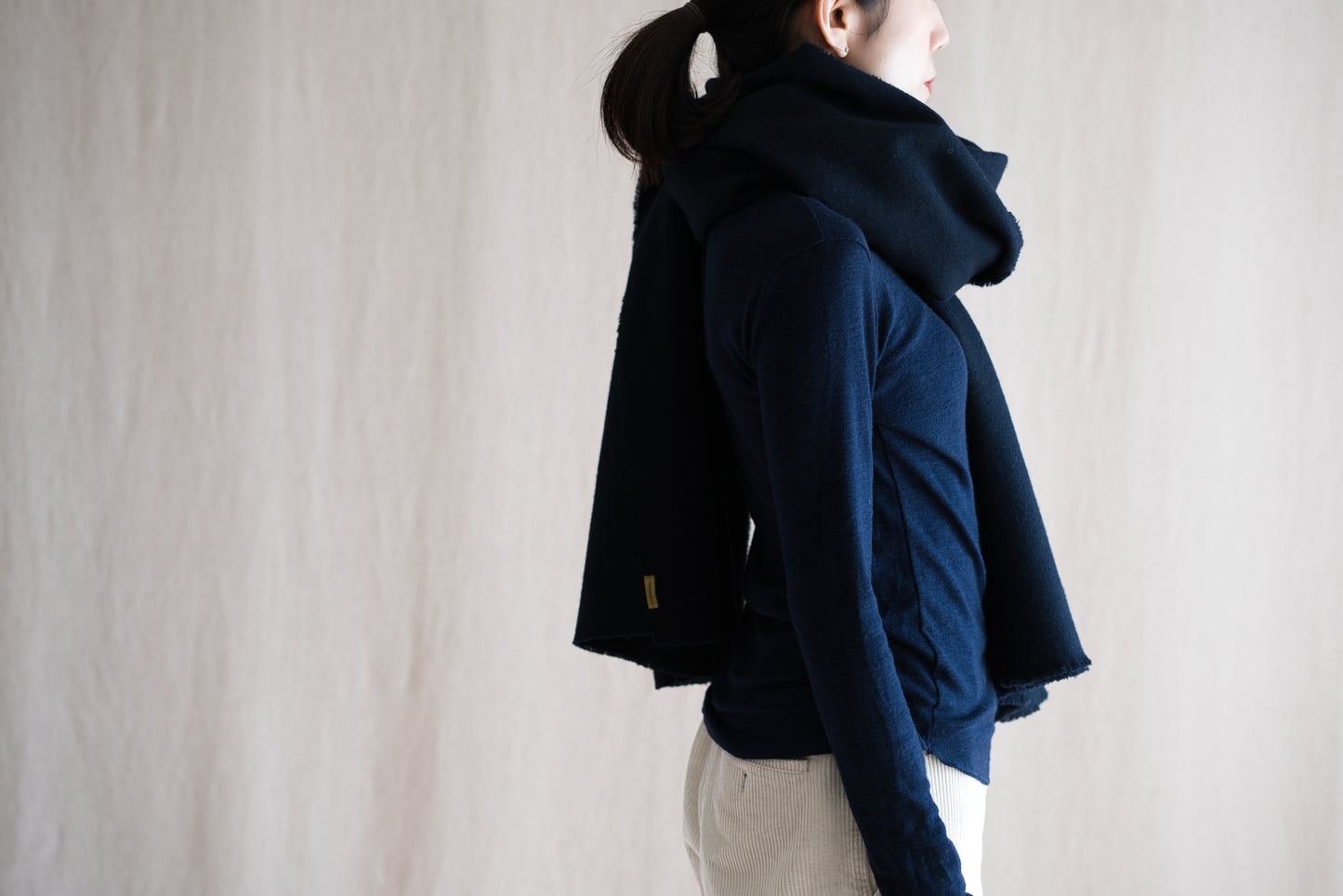 Moss Wool Stole/Navy
