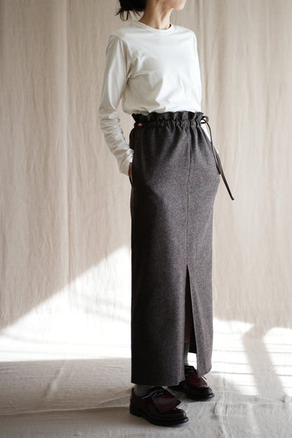 縮絨ウールストレートスカート/Milled Wool Straight Skirt/Heather Dark Brown