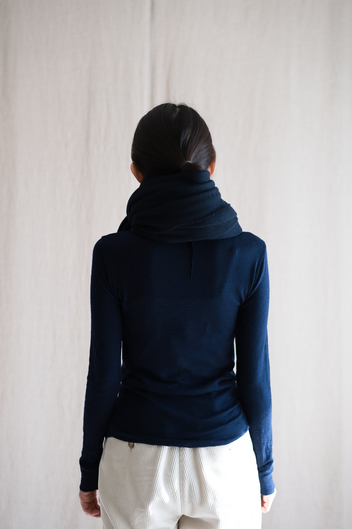 Moss Wool Stole/Navy