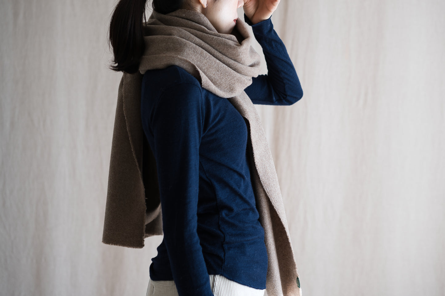 Moss Wool Stole/Mottled Beige
