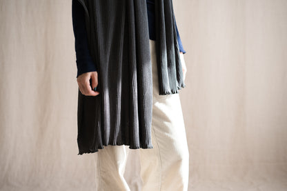 YAK WOOL COTTON Rib-knit Stole/Khaki