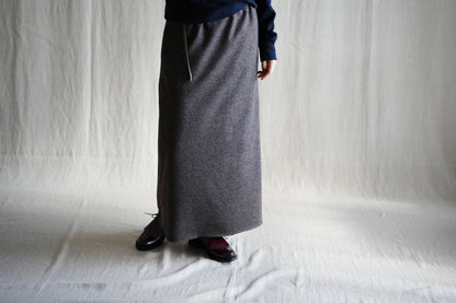 縮絨ウールストレートスカート/Milled Wool Straight Skirt/Heather Dark Brown