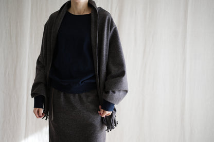 縮絨ウールストール/Milled Wool muffler/Heather Dark Brown