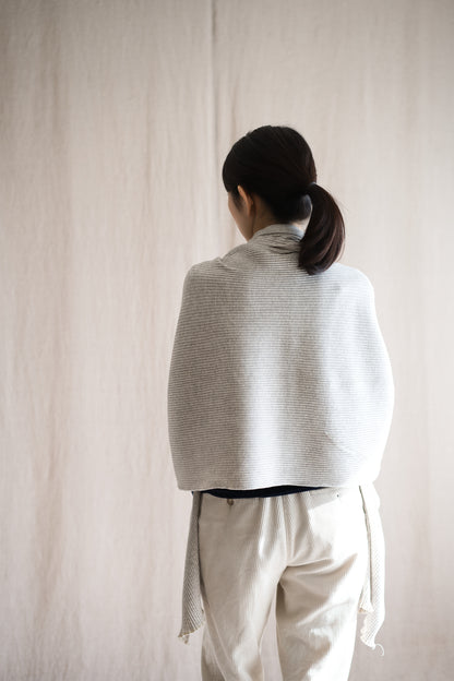 YAK WOOL COTTON Rib-knit Stole/Oatmeal