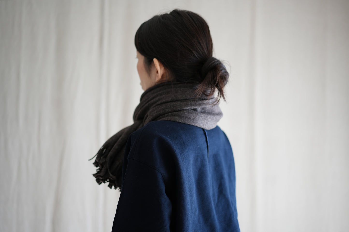 縮絨ウールストール/Milled Wool muffler/Heather Dark Brown