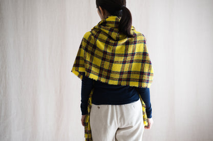 Ring Yarn Wool Stole/Checked Yellow