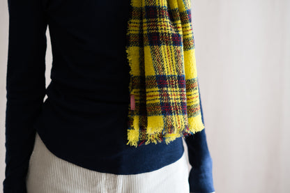Ring Yarn Wool Stole/Checked Yellow