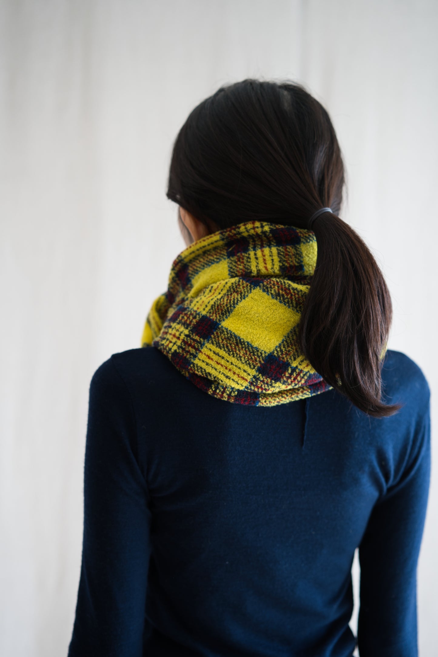 Ring Yarn Wool Stole/Checked Yellow
