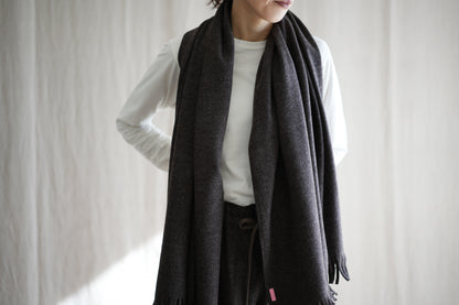 縮絨ウールストール/Milled Wool muffler/Heather Dark Brown