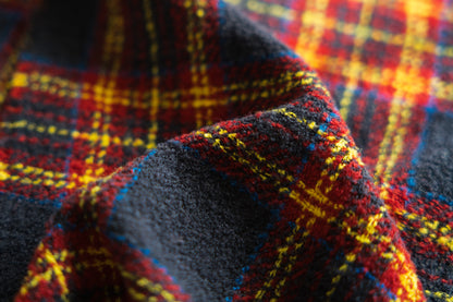 Ring Yarn Wool Stole/Checked Navy