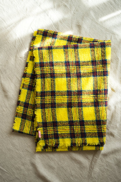 Ring Yarn Wool Stole/Checked Yellow