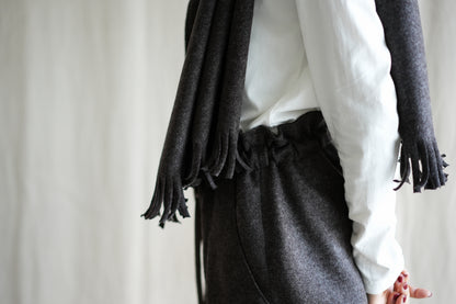 縮絨ウールストール/Milled Wool muffler/Heather Dark Brown