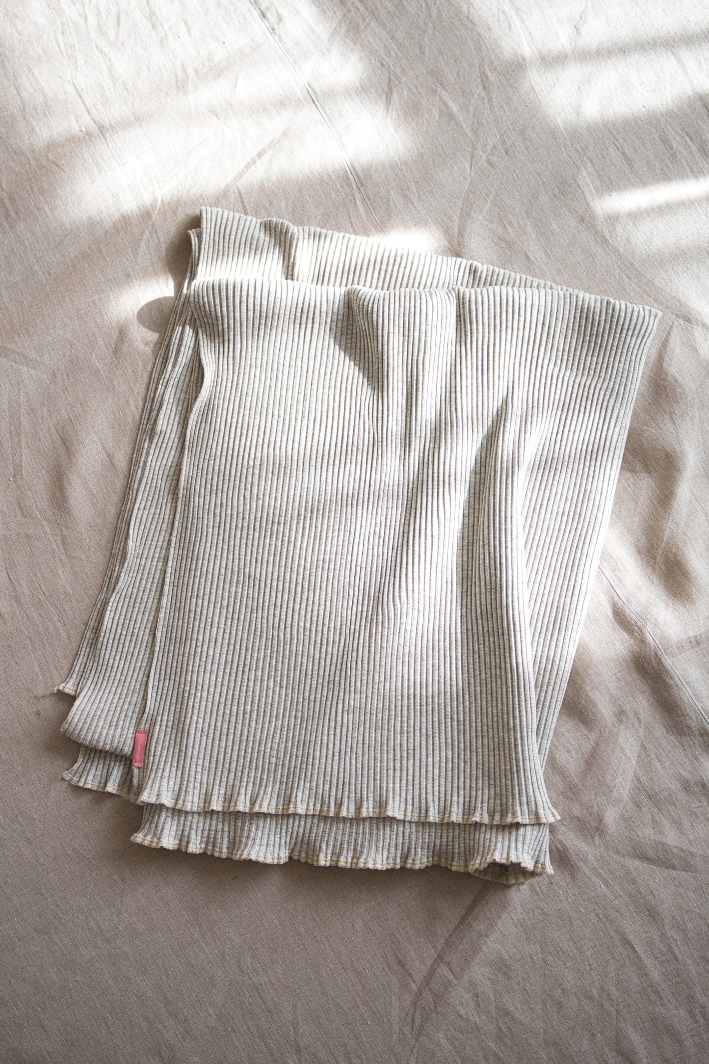 YAK WOOL COTTON Rib-knit Stole/Oatmeal
