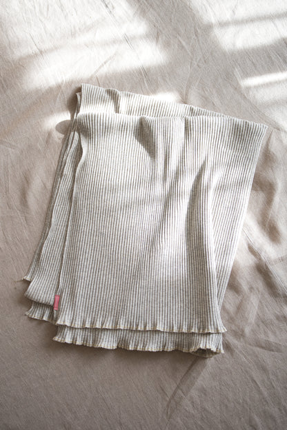 YAK WOOL COTTON Rib-knit Stole/Oatmeal