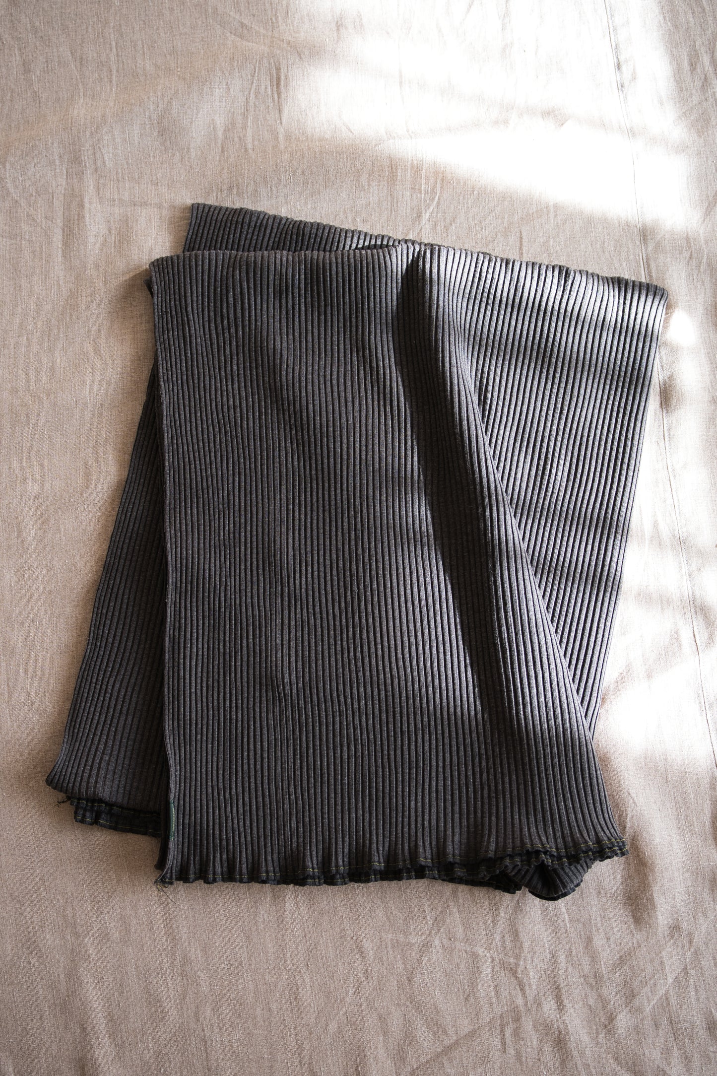 YAK WOOL COTTON Rib-knit Stole/Khaki