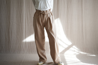 縮絨ウールイージーパンツ/Milled Wool loose-fit pants/Heather Beige