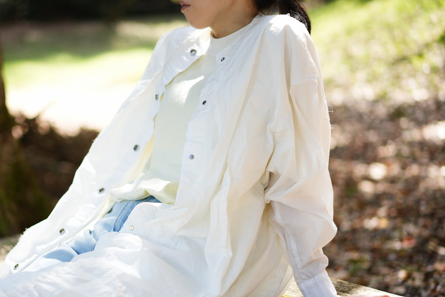 超細番手タイプライターシャツワンピース/Superfine cotton shirts dress/White