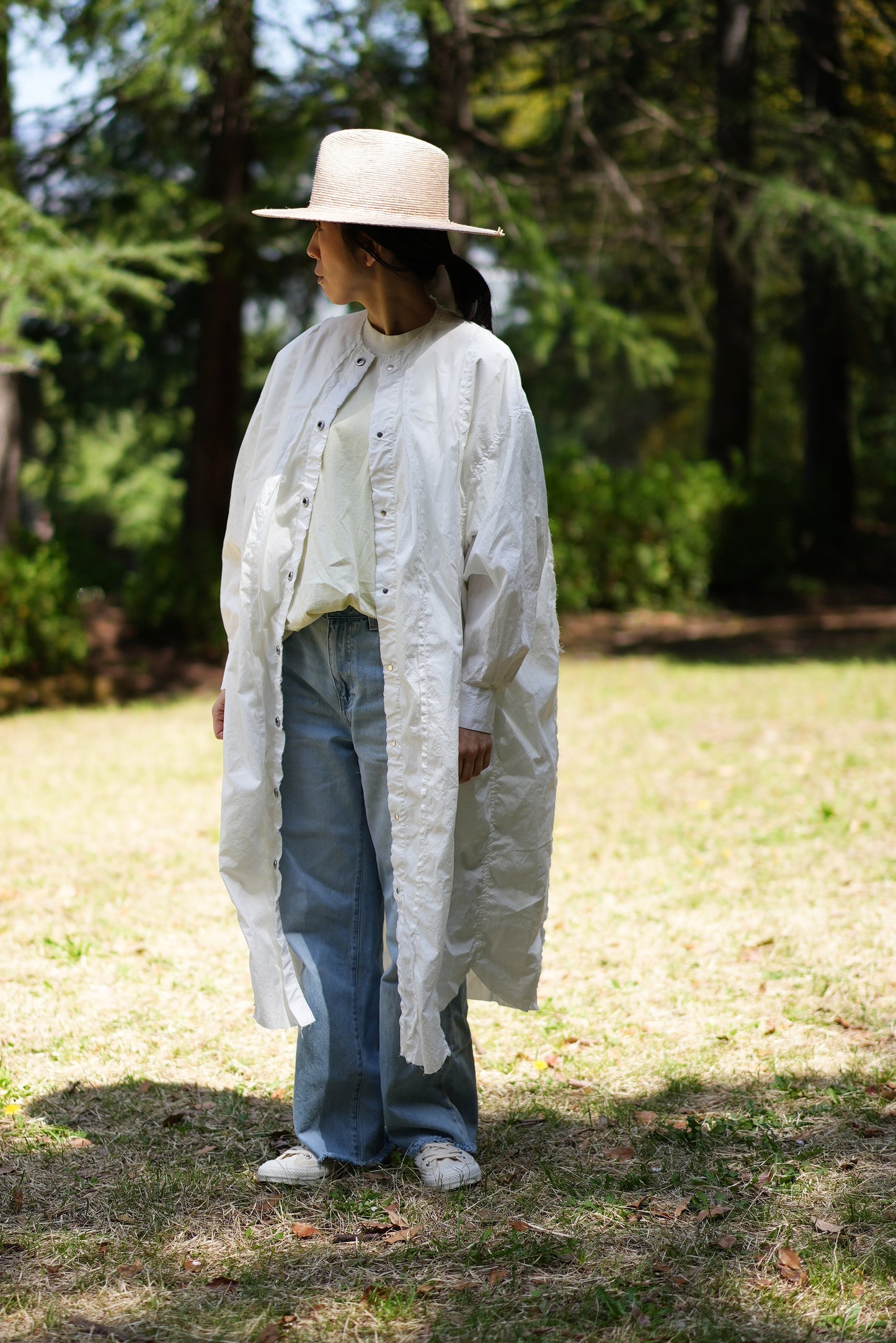 超細番手タイプライターシャツワンピース/Superfine cotton shirts dress/White