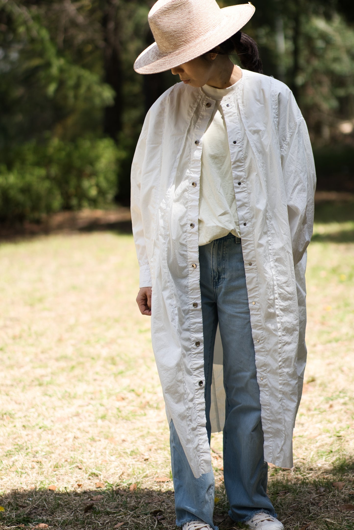 超細番手タイプライターシャツワンピース/Superfine cotton shirts dress/White