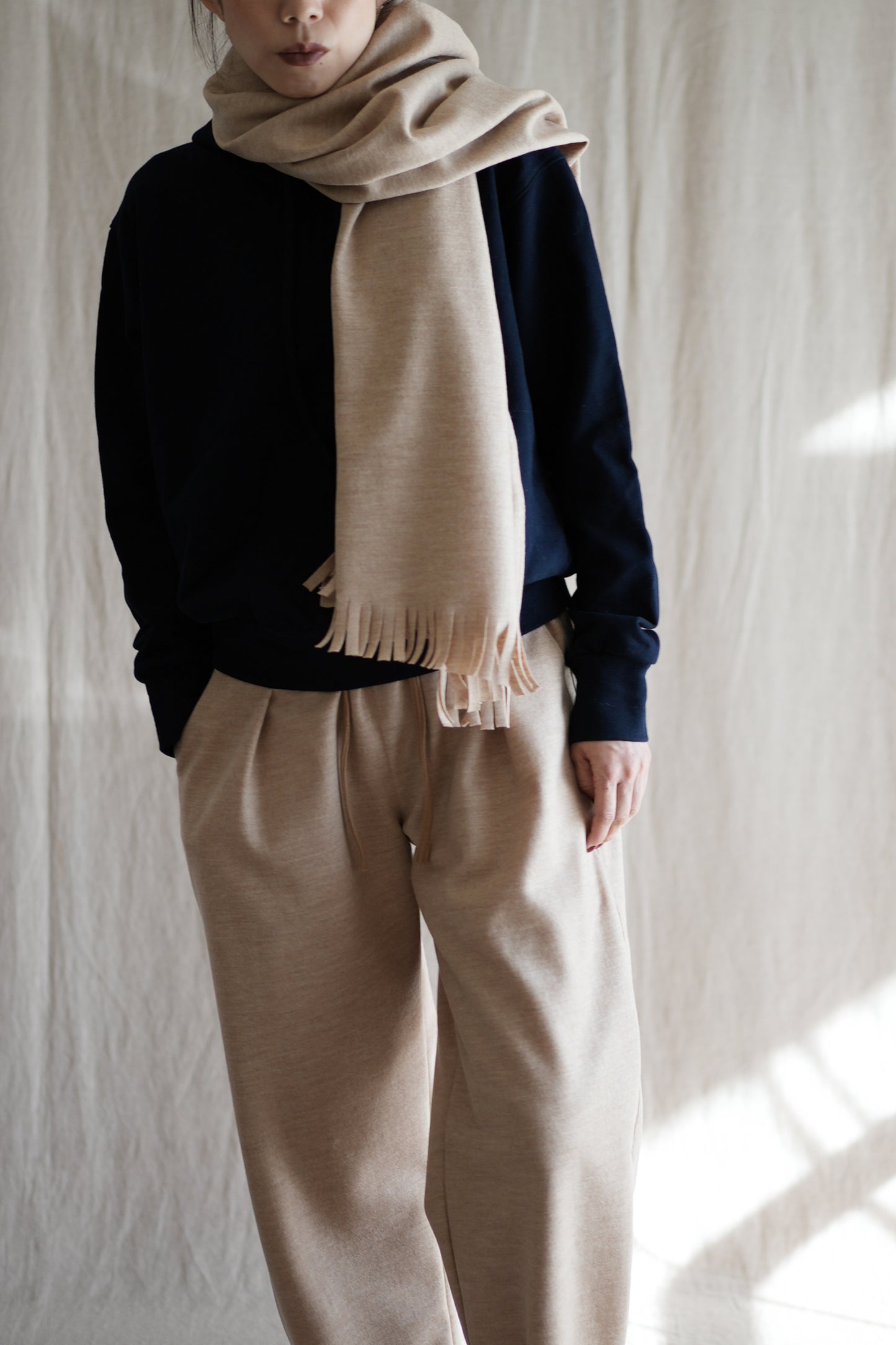 縮絨ウールストール/Milled Wool muffler/Heather Beige